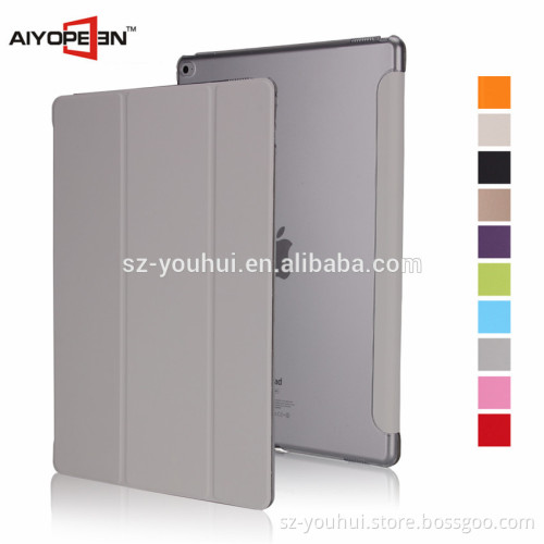 Wholesale Fashion PU +PC Tablet Protective Case for ipad pro with back Transparent pc case